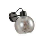 Zidna lampa GLORY-1R – 1xE27 crna/tamni hrom staklo