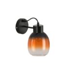 Zidna lampa PACO A-1L – 1xE27 crna/amber providno staklo