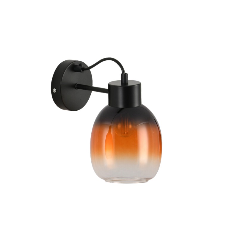 409-013301 Zidna lampa PACO A-1L – 1xE27 crna/amber providno staklo - Slika 1