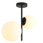 Plafonska lampa VEGA-2R – 2xE27 crna/belo staklo - Slika 2
