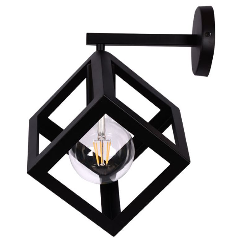 429-010204 Zidna lampa KOCKA – 1xE27 crna metalna - Slika 1