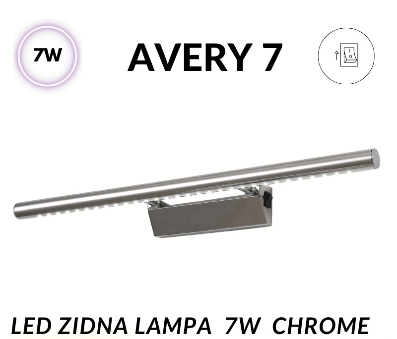 445-013321-(1) LED lampa za slike i ogledala AVERY – 7W hrom sa prekidačem - Slika 1