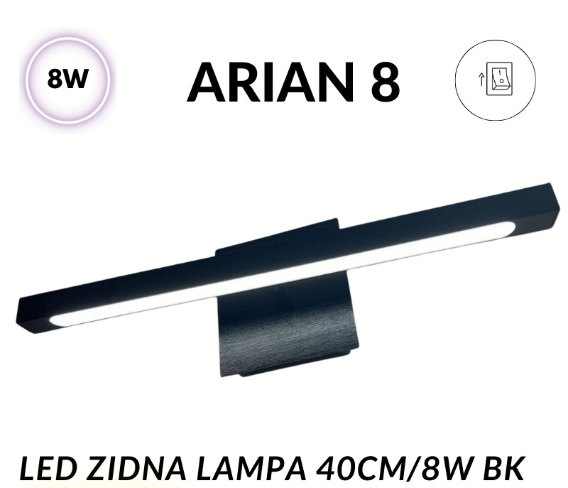 454-013331 LED lampa za slike i ogledala ARIAN-8 – 8W crna - Slika 1