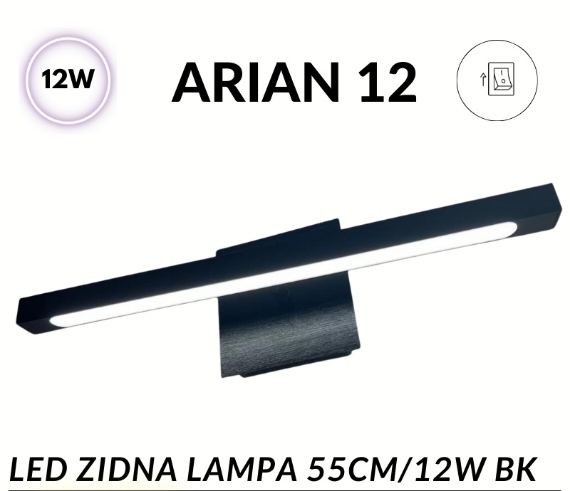 456-013333 LED lampa za slike i ogledala ARIAN-12 – 12W crna - Slika 1