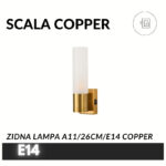 Zidna lampa SCALA – 1xE14 copper/bela sa prekidačem