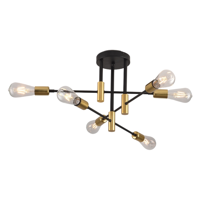 465-013141-(1) Luster plafonjera EDI-6R – 6xE27 crna/zlatna - Slika 1