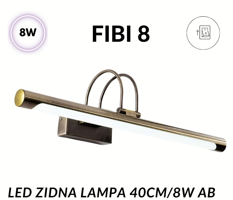 466-013326 LED lampa za slike i ogledala FIBI-8 – 8W mesing sa prekidačem - Slika 1