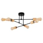 Luster plafonjera EDI-6R – 6xE27 drvo/crna