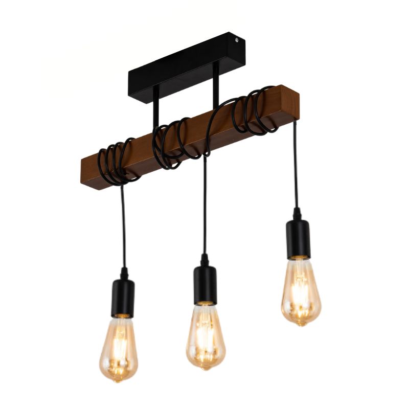 619-013531 Luster visilica BERGAMO – 3xE27 crna/tamno drvo - Slika 1