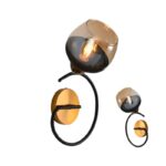Zidna lampa PIER-1 – 1xE27 crna/amber staklo