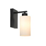 Zidna lampa LOLO-1R – 1xE27 crna/belo staklo