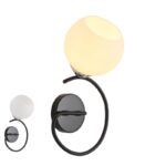 Zidna lampa PIER-1 – 1xE27 crna/hrom/belo staklo