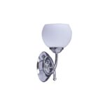 Zidna lampa NAOMI-1L – 1xE27 hrom/belo staklo