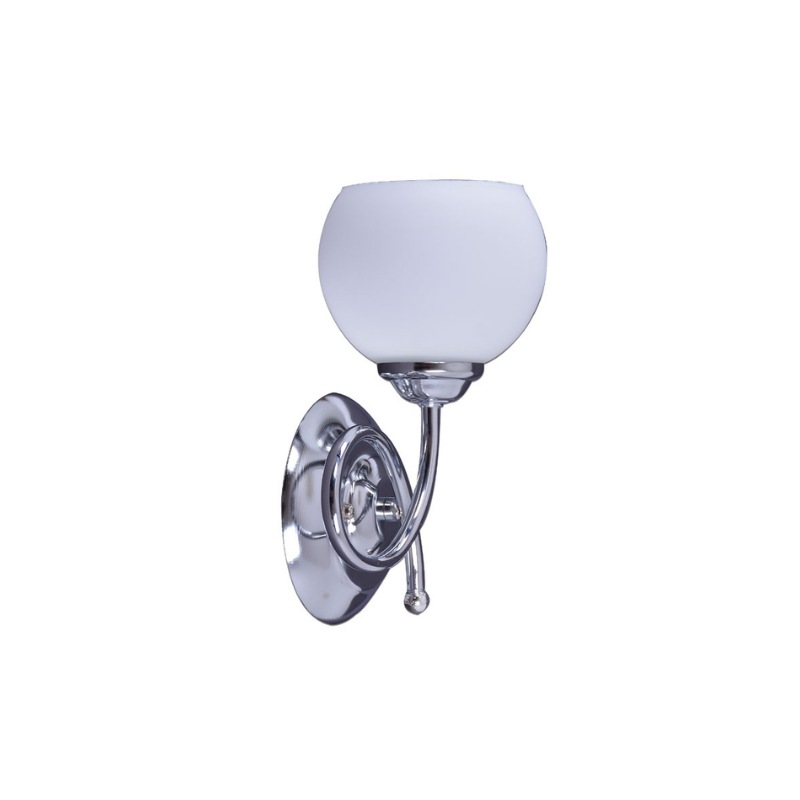 695-004376 Zidna lampa NAOMI-1L – 1xE27 hrom/belo staklo - Slika 1