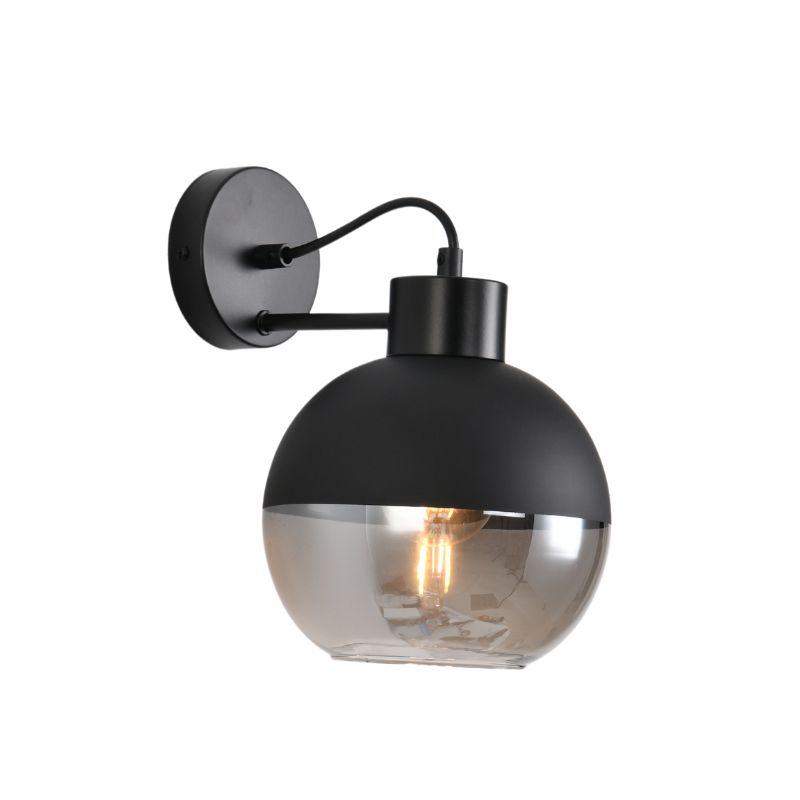 699-012851 Zidna lampa MIKA-1R – 1xE27 crna/siva/hrom staklo - Slika 1