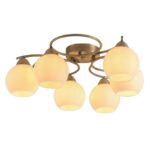 Luster plafonjera AKIRA-6R 6xE27 BRASS+belo staklo