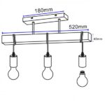Luster visilica BERGAMO – 3xE27 crna/tamno drvo - Slika 2